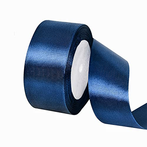 POPOYU Satinband Navy Blau 40mm, 23 Meters Dekoration Geschenkband Fein Schleifenband, Stoffband für Luftballons, Hochzeit, Taufe und Geburtstag Geschenke Der Valentinstag Verpackung von Geschenken
