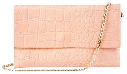Etui Bags Pochette Incrociata Stampata in Pelle Rosa Antico da Donna
