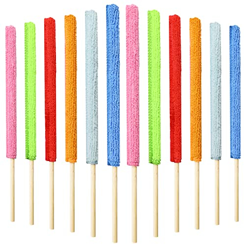 12 Pcs Microfiber Detail Duster Sticks, Mini Detail Dusters, Crevice Cleaning Brush Tool, Small Dusters Brush, Duster Sticks for Cleaning Home Corner Car Windows Gap Deep Cup(6 Colors)