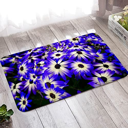 Fußmatte Außen, Wc Teppich 40X120cm Lila Weiß Blumen für Stark Frequentierte Bereiche Außerhalb des Hauses