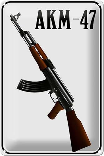Blechschild 20x30cm gewölbt Gewehr Kalaschnikow AKM-47 Deko Geschenk Schild