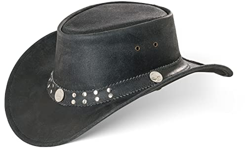 Black Forest Fox Buffalo Bill Herren Damen Western Cowboy Leder Hut Vintage Black Größe S