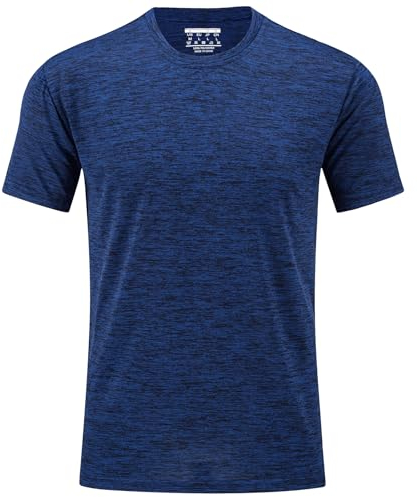 TACVASEN Herren Laufshirts Meliert Sport Shirt Leicht Wandershirts Schnell Trockend Joggingshirts Männer Stretch Atmungsaktiv Funktionsshirts (M, Königsblau)