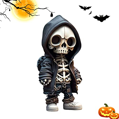 FZQBEY Coole Skelett Figuren, Skelett Figuren Deko, Harz Kunsthandwerk niedliche Statue Skelett Denkmal, Sammelbare Gothic Totenkopf Skulptur, Halloween Dekoration für Zuhause, Büro, Schreibtisch (A)