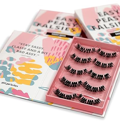 GirlGotLashes Sassy Mess Große Boxen Handgemachte Wimpernextensions Wimpernverlängerung für Zuhause 5 Wimpern-Paare Lashes mit 5-7 Tagen Halt Vegan