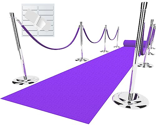 EZLucky Purple Carpet Runner for Party, 2.6 x 15 ft, 130 GSM Felt Fabric | Includes double-sided tape; ideal for royal parties, Mardi Gras, weddings, birthdays, proms and photo booths