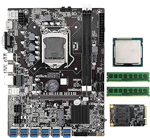 Oikabio B75 BTC Mining Motherboard G530/G630 CPU+2X8G DDR3 RAM+120G SSD 12 USB3.0 a PCIE Slot LGA1155 DDR3 SATA3.0+MSATA VGA