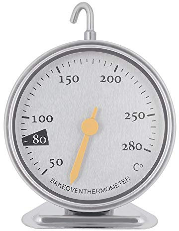 Ofenthermometer Edelstahl 50 ℃ bis 280 ℃ Großes Zifferblatt präzise Temperaturmessung für Steak, Grillen, Räuchern, Backen, Braten, Lebensmittelkontrolle für Küche, Gastronomie, Hobbyköche