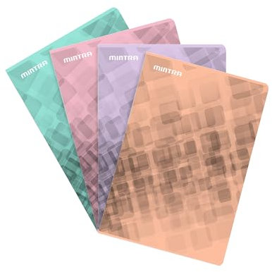 Mintra lot de 4 Cahiers 90gm agrafés en Couverture Carton 24x32 cm Grands Carreaux SEYES (96 pages, Pastel)