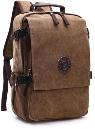 XINYASEE Sacs à dos hommes femmes sacs à dos vintage imperméables de voyage Sacs à dos PC sacs à dos 15,6 pouces toile Sacs à dos pour l'école pour l'université décontractés (café)