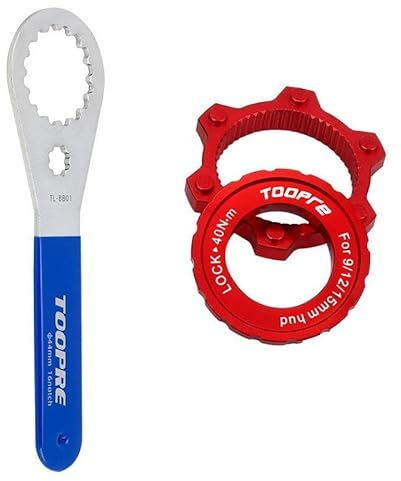 Ezweiji Disco freno Centerlock, adattatore per bicicletta Center Lock su 6 fori, per mountain bike, adattatore, freno a disco Boost Hub Spacer, parte della bicicletta, con chiave di montaggio (rosso)