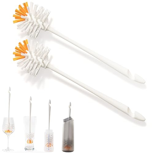Hausfelder Flaschenbürste 2er Set, Reinigungsbürste und Spülbürste für Gläser, Glasflaschen, Trinkflaschen, 2 Stück (2er Set, 2 x breit)