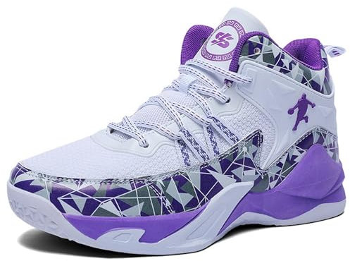 Uhclrr Scarpe da Basket da Uomo, Leggere E Traspiranti, Scarpe Sportive Casual da Campo da Basket Outdoor(42 EU, Purple)