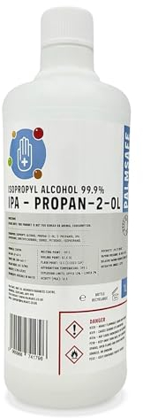 Isopropanol Alcohol IPA 99.99% 1L Disinfectant for Household, Hospitals, Office - Electronics, Stains, Grease, Glue and Paint Cleaner Easy Pour