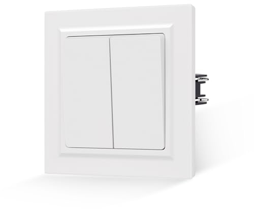 JIMEIDA Interrupteur à bascule blanc - Toucher lisse - Avec borne enfichable - 2 voies - 1 voie - Interrupteur mural - 10 A - 250 V