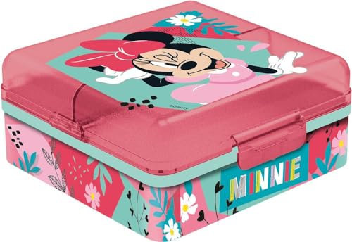 Sandwich Box Bimbe Disney Minnie Multi Scomparto, in plastica senza BPA, lavabile e riutilizzabile