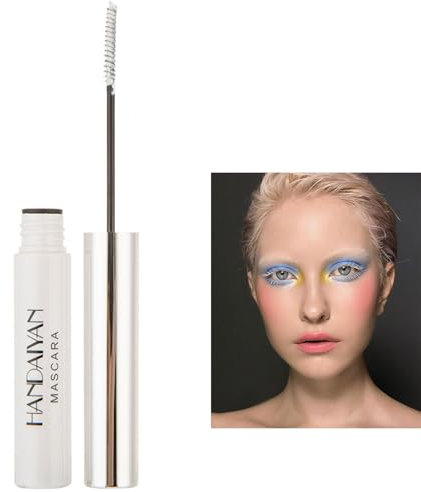 Bunt Wimperntusche 4D Silk Fiber Wimperntusche Wasserfest Mascara langlebige Mascara Buntes wasserdichtes Mascara Make-up mit Verlängerungseffekt für Falsche Wimpern, Cosplay-Partys (Weiß, S)