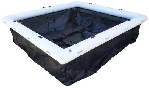 Gueploer Piscinas flotantes de mar, yate Inflable, Piscina para Adultos de Ocio con Red antimedusas para Barco de Agua (con Bomba de Aire),3x3m/9.8x9.8FT,White