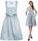 HOFGLANZ Traditionelles Damen-Dirndl [BLAU SAMT] - Edles 2-teiliges Trachtenkleid mit stilvoller Schürze - Midi-Trachtenkleid für Oktoberfest & Volksfeste - Größen 30-52