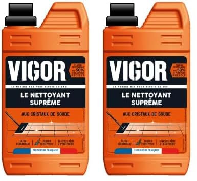 Vigor - Le Nettoyant Suprême - Nettoyant Sol Aux Cristaux De Soude - Ultra Dégraissant - Parfum Eucalyptus - Flacon Recyclable - Fabrication Française - 1L (Lot de 2)