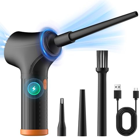 Compressed Air Duster, 3-Speed Compressed Air Cleaner for PC, Rechargeable Cordless Air Blower for Laptop, Keyboard, Replaces Compressed Air Can