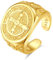 INFUSEU Ring Des Heiligen Benedikt, 925 Sterling Silber 18K Gold Saint Benedikt Religiöser Katholischer Christlicher Exorzismus Herrenring Tempelritter Christliche Medaille Kreuz Ordensschutz