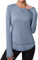 Terecey Sportshirt Damen Langarm Funktionsshirt Atmungsaktive Fitness Workout Yoga Top Leicht Locker Langarmshirt Laufshirt mit Daumenloch, Navy Blau M