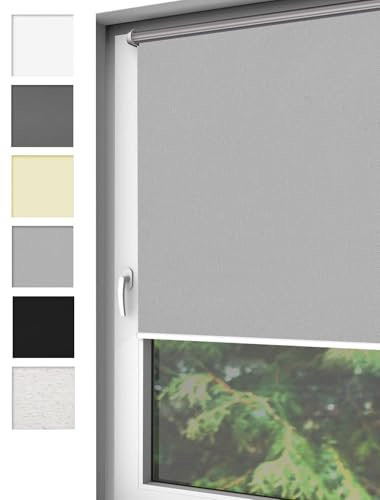Home-Vision® Verdunkelungsrollo Klemmfix, ohne Bohren mit Klämmträgern, Fensterrollo, Seitenzugrollo, Verdunklungsrollo, Lichtundurchlässig Thermorollo (Grau, B130cm x H130cm)
