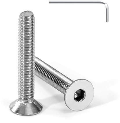 Tunejoy Viti a Testa Svasata M4 x 25 mm Vite a testa svasata Brugola Bulloni in Acciaio Inox A2 V2A Viti a Testa Piatta Norma DIN 7991 con Chiavi a Esagono Filettatura Completa 20 pezzi