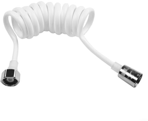 Gdfnmogo Tubo flessibile per doccia a molla, tubo flessibile per doccia telescopico in PU, per rubinetto WC, bidet, doccetta per rubinetto del lavandino (bianco, 1,5 m)