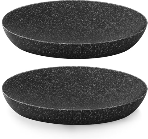 Luxspire Soap Dish, Oval Resin DIsh for bathroom, Gravel black 2 Pack | Marble pattern design, Multi-purpose holder for bar soap, sponges, and scrubbers, Ideal for bathroom vanity or kitchen sink