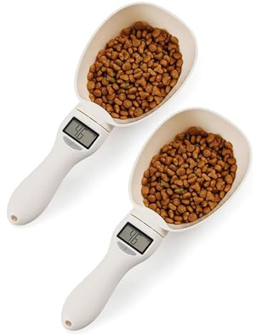 TASBER Pet Food Measuring Scoop Scale, Electric Precise Digital Measuring Spoon, Dog Food Scoop Measure with LCD Display, Portable Feeding Scoop for Dispensing Food, Condiments (2Pcs)