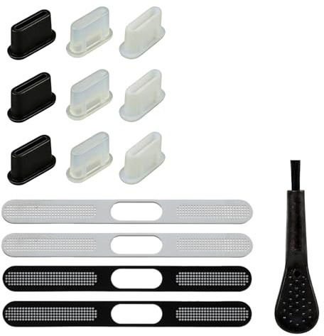 FunWorth 14 Pack USB-C Dust Covers with Speaker Covers Compatible with iPhone 16/15/14, Type-C Devices, Silicone Plugs and Fine Mesh Grills