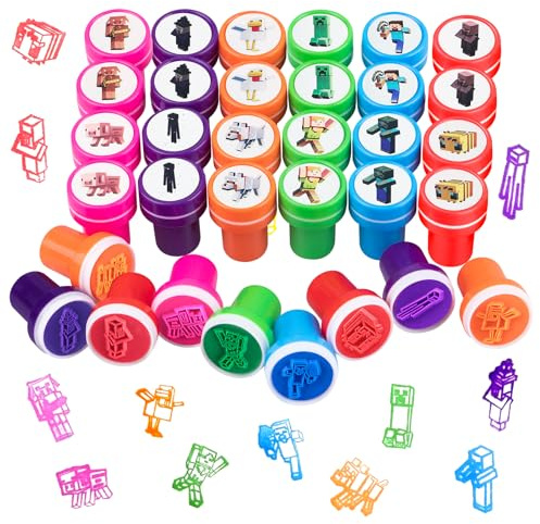 Thingehoy 24 Stück Stempel Set Mitgebsel Geschenk Kleinigkeiten Schulbedarf | Cartoon Stempelset