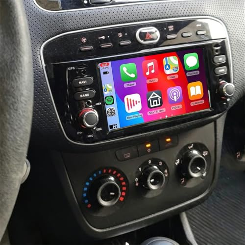6.2 Zoll Android 14 Autoradio für FIAT Punto 2010-2016, 2+64G Doppel Din Radio mit Wireless Carplay Android Auto Radio für FIAT Punto GPS Navi Radio DAB Bluetooth WiFi AHD Rückfahrkamera FM/RDS SWC