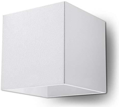 SOLLUX lighting Quad 1 Wandleuchte Innen mit rechteckigem Schirm – Wandlampe für Wohnzimmer und Esszimmer – Flurlampe aus Aluminium in Weiß, 10 x 12 x 10 cm