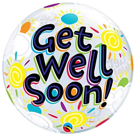 Qualatex 49337 Get Well Soon Sunny Day Single Bubble Latex Ballon, 22