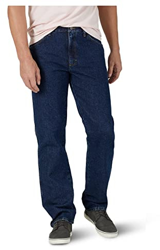Wrangler Authentics Jeans da Uomo Classici, in Cotone, con 5 Tasche, vestibilità Standard, Risciacquo Scuro., 36W x 28L