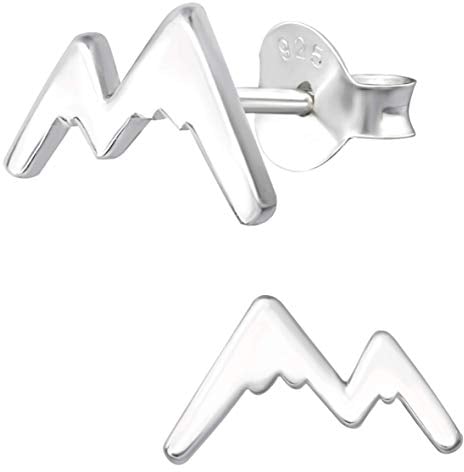 EYS JEWELRY Damen Ohrringe Silber 925 Mountains Berge Ohrstecker Schmuck Outdoor Bergwelten Geschenke für Freundin im Schmucketui