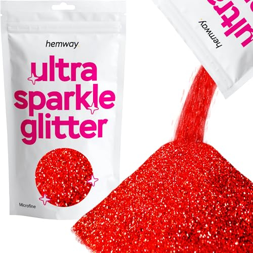 Hemway Ultra Sparkle Glitter - Red Holographic | 100g Microfine Metallic Flakes for Resin & Epoxy Crafts | Supplies for Halloween Craft and Decorations, Autumn Decor, Masks, Nails, Face, Art