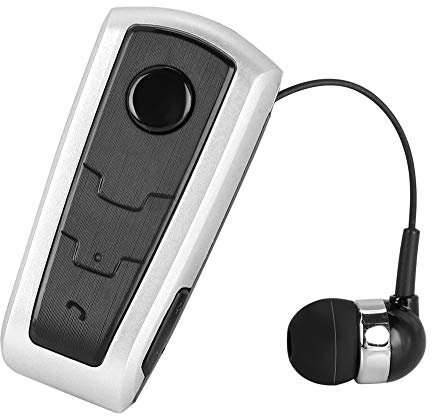 Auricolare Senza Fili Bluetooth con Filo Retrattile,F910 Stereo Headset Wireless Bluetooth 5.0 Vivavoce per Auricolare, , Cuffie lavalier business con orecchio
