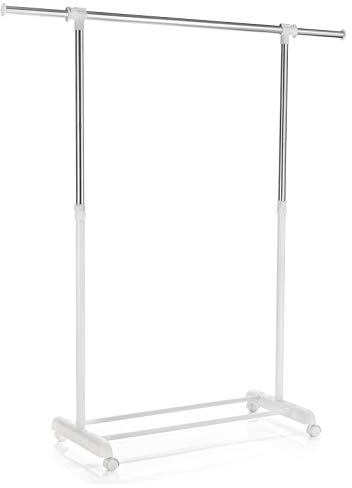 CARO-Möbel Rollgarderobe SALA Garderobenwagen Kleiderständer weiß höhenverstellbar und ausziehbar
