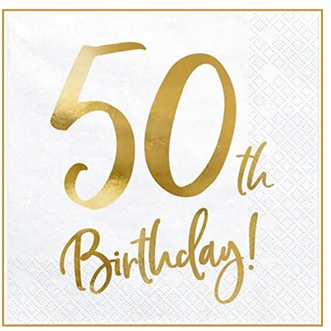 Pack 20er Servietten 50. Geburtstag hochwertige Partyservietten 50 Gold Tischdeko 50 Geburtsatg Feier 50 Jahre Servietten 50