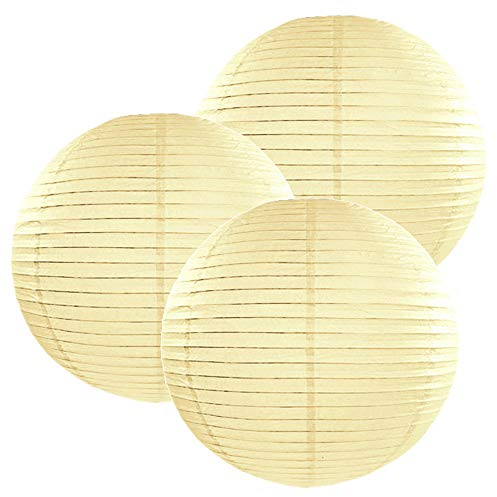 3 Stück Papierlaterne in Creme 20cm Gartendeko