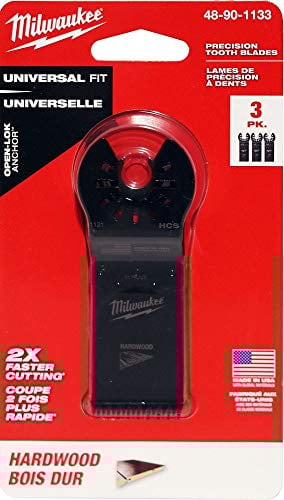 Milwaukee 1-1/4-inch Japanese Precision Tooth Hardwood Cutting High Carbon Steel Oscillating Multi Tool Blades (3-Pack) (48-90-1133)
