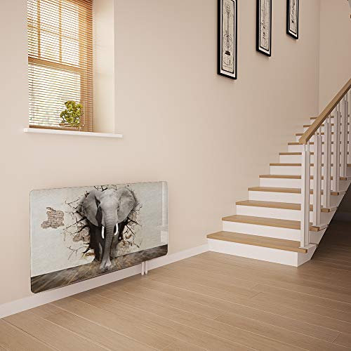 Glass Radiator Cover Printed - Elephant - Made by Premier Range in 820mm Wide x 640mm High