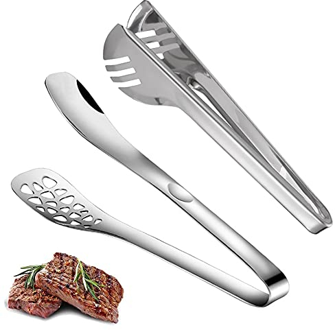 HUYIWEI Pinces à Servir,Pinces à Spaghetti,2 Styles Différents De Pinces De Cuisine En Acier Inoxydable,Lavables Au Lave-Vaisselle,Adaptées à La Salade,Au Barbecue,Aux Asperges