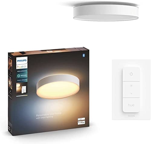 Philips Hue White Ambiance Devere Deckenleuchte L weiß 3300lm inkl. Dimmschalter, dimmbar, alle Weißschattierungen, steuerbar via App, kompatibel mit Amazon Alexa (Echo, Echo Dot)