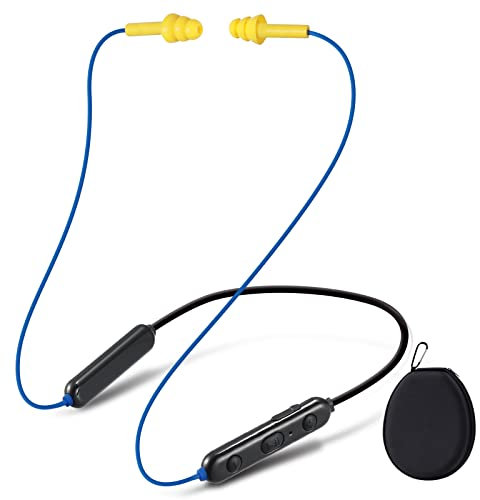 Roeric Bluetooth Earplug Headphones, Neckband Bluetooth Ear Plugs Wireless 28dB Noise Reduction in-Ear Headphones, Isolating Earbuds with Mic IPX5 Waterproof 16 Hours Battery Life for Work (Blue)