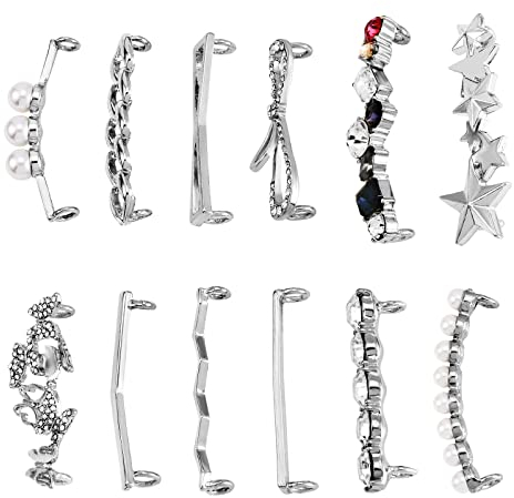 BEEFLYING 12 Pieza Cordones Decorativos Clips para Zapatos Accesorios Zapatillas Deportivas Y Zapatos Casuales Etiquetas Decorativas Perlas Sintéticas Diamantes de Imitación Zapatos Adornos